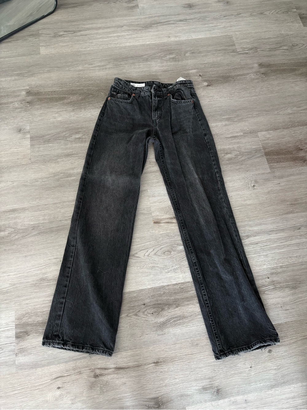 Zara Mid Rise Wide Leg Jeans - Black